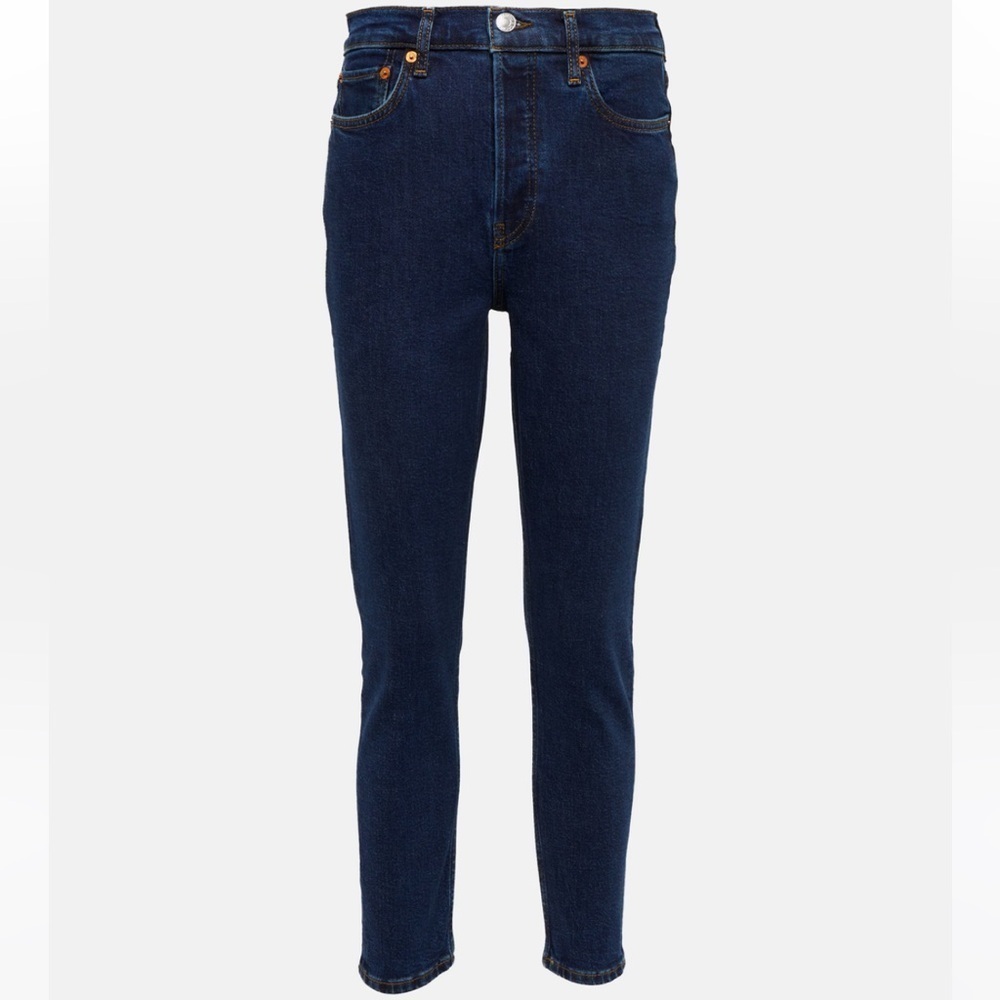 RE/DONE Women’s ‘90s Dark Wash High Rise Ankle‎ Crop Button Fly Jeans SZ 31 NWT - Picture 6 of 15